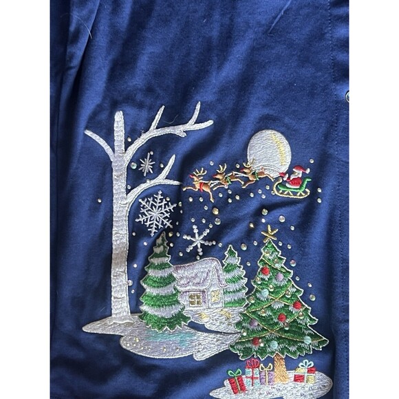 Quacker Factory Womens Christmas Cardigan Santa Claus Trees Sparkly Cute Medium - Picture 4 of 7